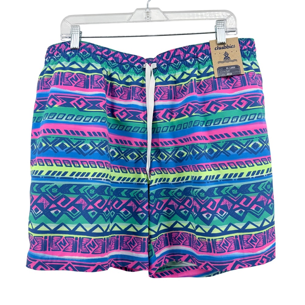 NEW Chubbies Classic Swim Trunks Mens XXL Multi-Color The Retronators Mesh Liner